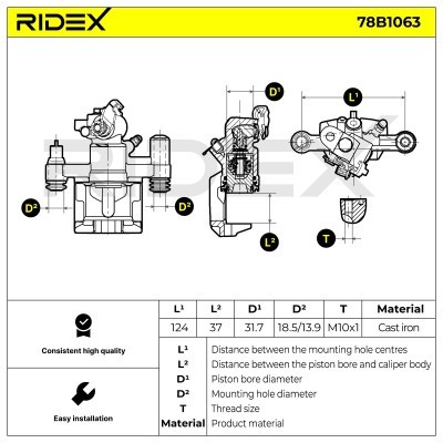 Bremssattel RIDEX 78B1063 78B1063 - foto 6
