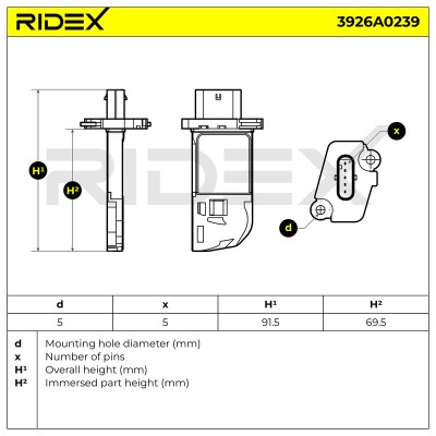 Luftmassenmesser RIDEX 3926A0239 3926A0239 - foto 6