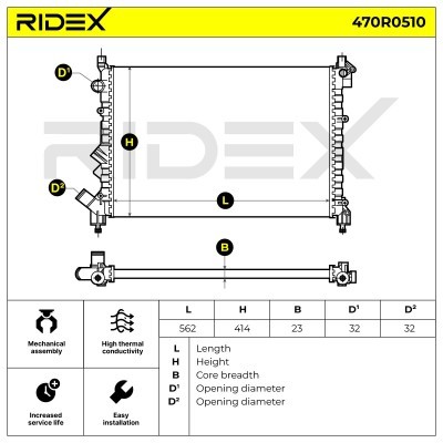 Kühler, Motorkühlung RIDEX 470R0510 470R0510 - foto 4