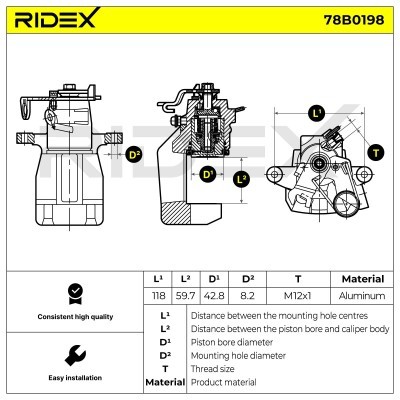 Bremssattel RIDEX 78B0198 78B0198 - foto 8