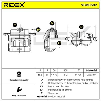 Bremssattel RIDEX 78B0582 78B0582 - foto 5