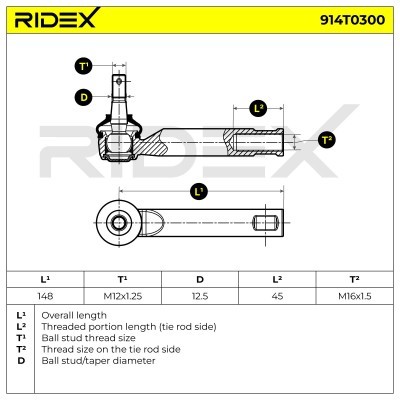 Spurstangenkopf RIDEX 914T0300 914T0300 - foto 4