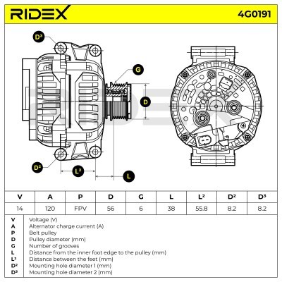 Generator RIDEX 4G0191 4G0191 - foto 7