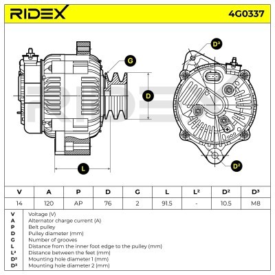 Generator RIDEX 4G0337 4G0337 - foto 5