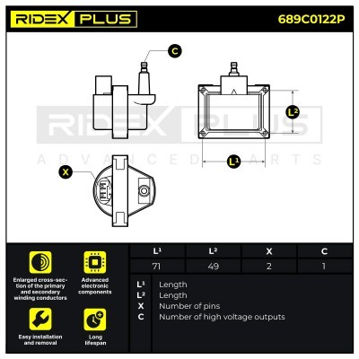 Zündspule RIDEX 689C0122P 689C0122P - foto 2