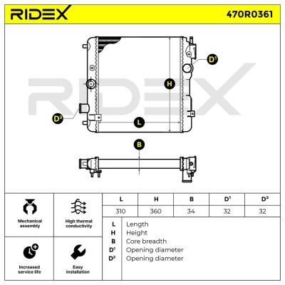 Kühler, Motorkühlung RIDEX 470R0361 470R0361 - foto 5