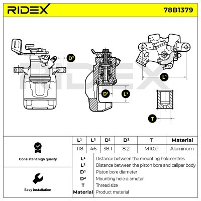 Bremssattel RIDEX 78B1379 78B1379 - foto 7