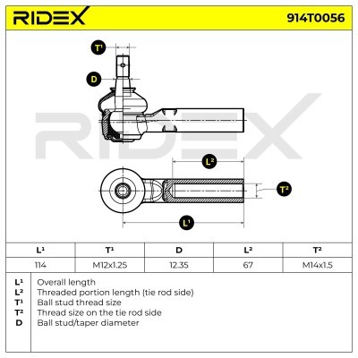 Spurstangenkopf RIDEX 914T0056 914T0056 - foto 6