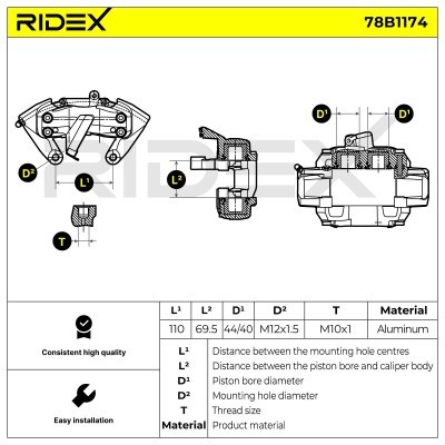 Bremssattel RIDEX 78B1174 78B1174 - foto 6