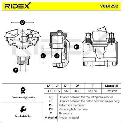 Bremssattel RIDEX 78B1292 78B1292 - foto 3
