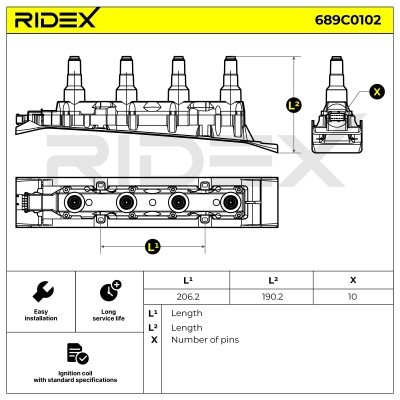 Zündspule RIDEX 689C0102 689C0102 - foto 8