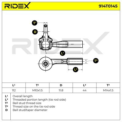 Spurstangenkopf RIDEX 914T0145 914T0145 - foto 6