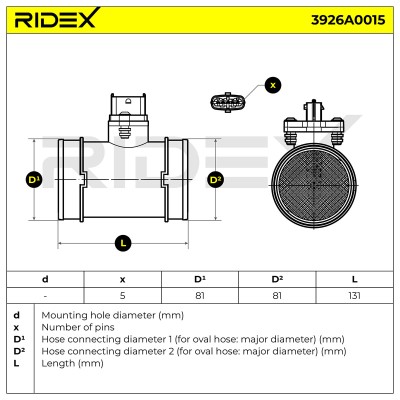 Luftmassenmesser RIDEX 3926A0015 3926A0015 - foto 8
