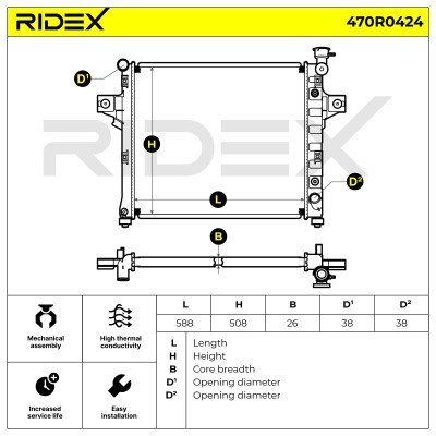 Kühler, Motorkühlung RIDEX 470R0424 470R0424 - foto 5