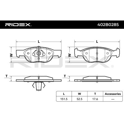 Bremsbeläge Satz RIDEX 402B0285 402B0285 - foto 6