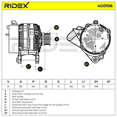 Generator RIDEX 4G0106 4G0106 - foto 6