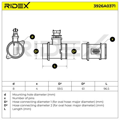 Luftmassenmesser RIDEX 3926A0371 3926A0371 - foto 6