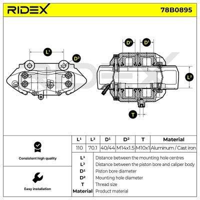 Bremssattel RIDEX 78B0895 78B0895 - foto 6