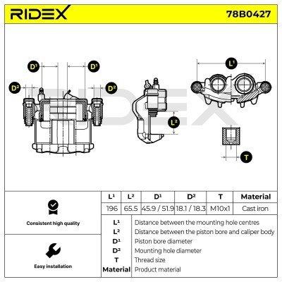 Bremssattel RIDEX 78B0427 78B0427 - foto 5