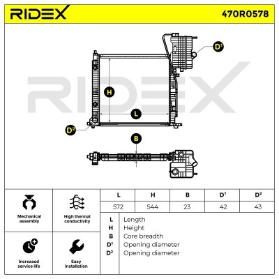 Kühler, Motorkühlung RIDEX 470R0578 470R0578 - foto 4