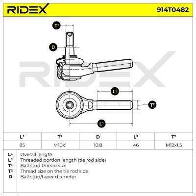 Spurstangenkopf RIDEX 914T0482 914T0482 - foto 5