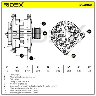 Generator RIDEX 4G0908 4G0908 - foto 5