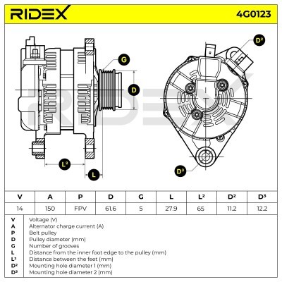 Generator RIDEX 4G0123 4G0123 - foto 9