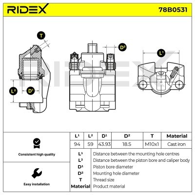 Bremssattel RIDEX 78B0531 78B0531 - foto 5