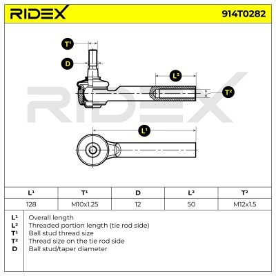 Spurstangenkopf RIDEX 914T0282 914T0282 - foto 5