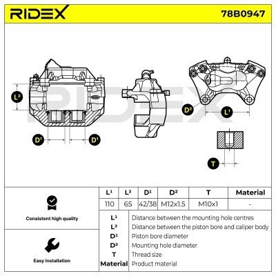 Bremssattel RIDEX 78B0947 78B0947 - foto 6