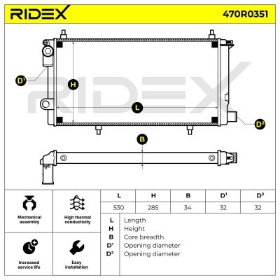 Kühler, Motorkühlung RIDEX 470R0351 470R0351 - foto 7
