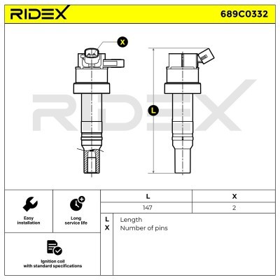 Zündspule RIDEX 689C0332 689C0332 - foto 2