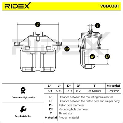 Bremssattel RIDEX 78B0381 78B0381 - foto 4