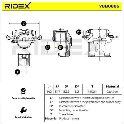 Bremssattel RIDEX 78B0886 78B0886 - foto 5