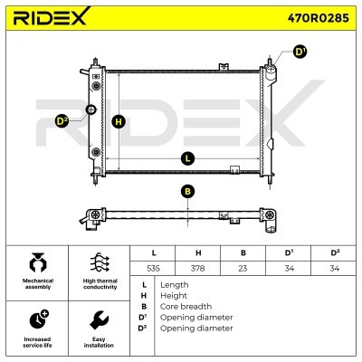 Kühler, Motorkühlung RIDEX 470R0285 470R0285 - foto 7