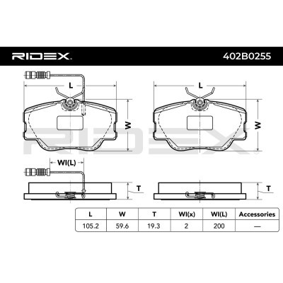 Bremsbeläge Satz RIDEX 402B0255 402B0255 - foto 3