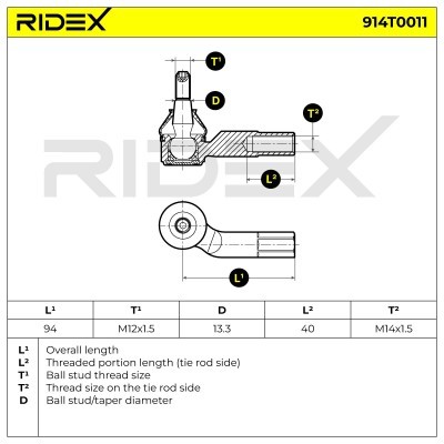 Spurstangenkopf RIDEX 914T0011 914T0011 - foto 5
