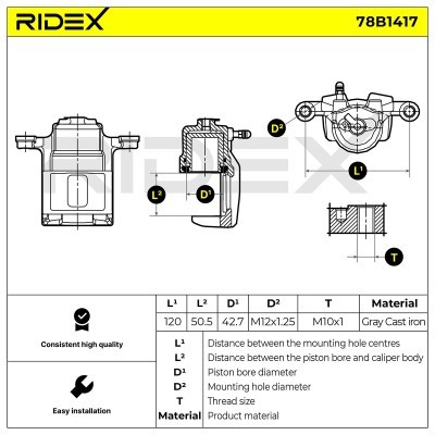 Bremssattel RIDEX 78B1417 78B1417 - foto 7