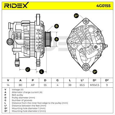 Generator RIDEX 4G0155 4G0155 - foto 6