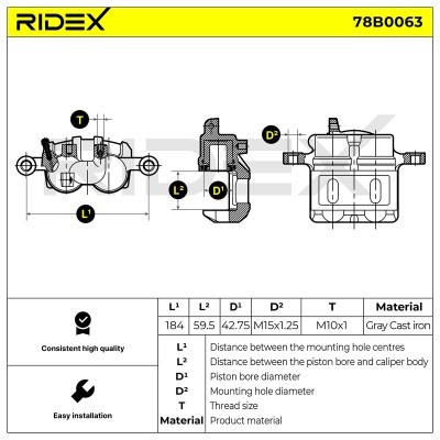 Bremssattel RIDEX 78B0063 78B0063 - foto 5