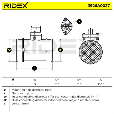 Luftmassenmesser RIDEX 3926A0027 3926A0027 - foto 10