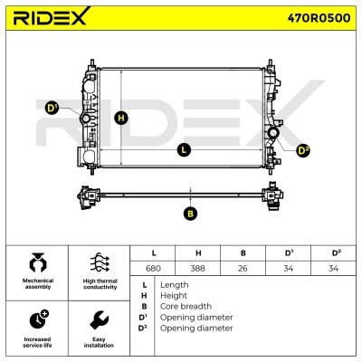 Kühler, Motorkühlung RIDEX 470R0500 470R0500 - foto 5
