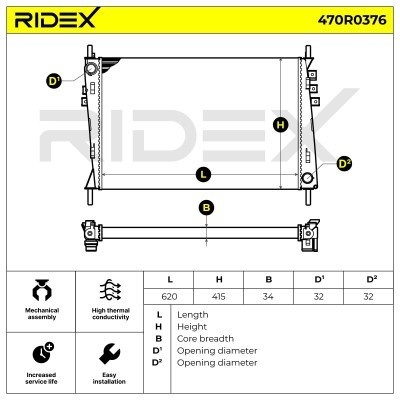 Kühler, Motorkühlung RIDEX 470R0376 470R0376 - foto 5