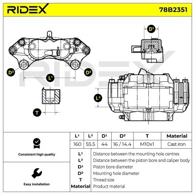 Bremssattel RIDEX 78B2351 78B2351 - foto 3