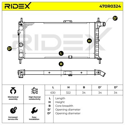 Kühler, Motorkühlung RIDEX 470R0324 470R0324 - foto 7