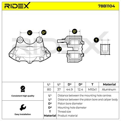 Bremssattel RIDEX 78B1104 78B1104 - foto 6