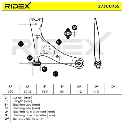 Querlenker RIDEX 273C0735 273C0735 - foto 5