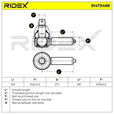 Spurstangenkopf RIDEX 914T0498 914T0498 - foto 6