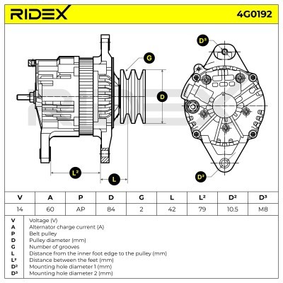 Generator RIDEX 4G0192 4G0192 - foto 6