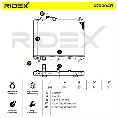 Kühler, Motorkühlung RIDEX 470R0417 470R0417 - foto 3